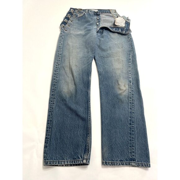 EB Denim Chain Replicas Jeans in Blue - Picture 3 of 12